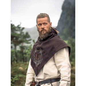 Halfdan Viking Wolf Hood - Brown