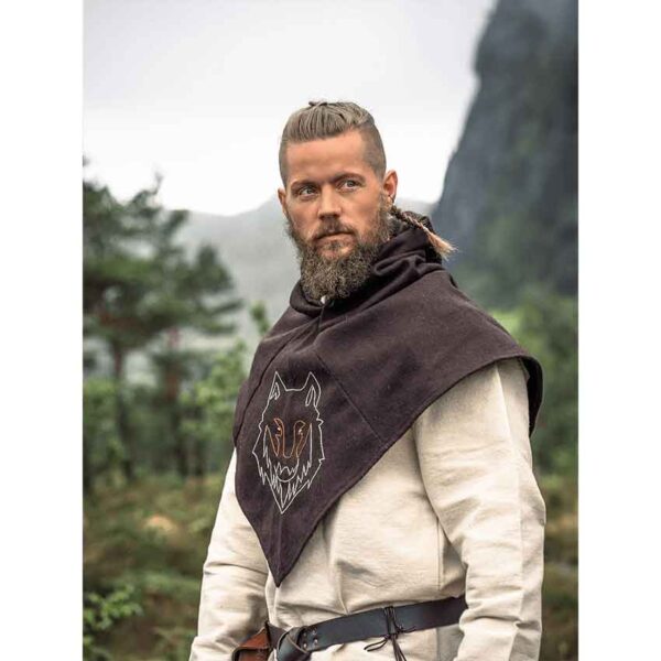 Halfdan Viking Wolf Hood - Brown