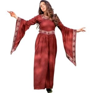 Precious Embroidered Medieval Dress - Red