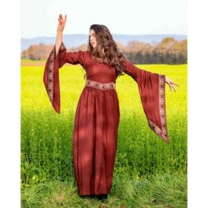 Precious Embroidered Medieval Dress - Red