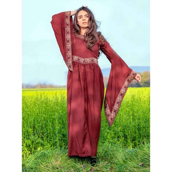 Precious Embroidered Medieval Dress - Red