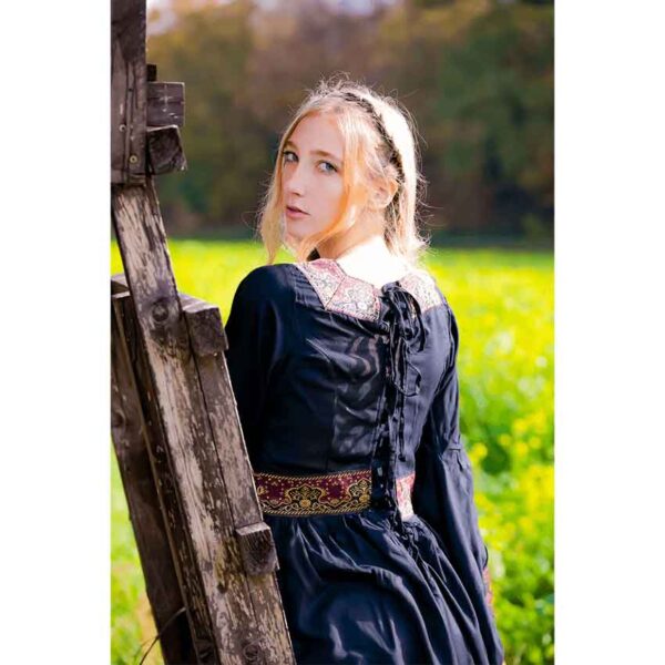 Precious Embroidered Medieval Dress - Black