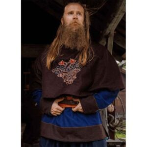 Bjomolf Embroidered Viking Hood - Brown