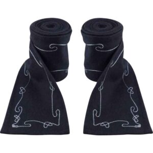 Hannes Embroidered Viking Leg Wraps - Black