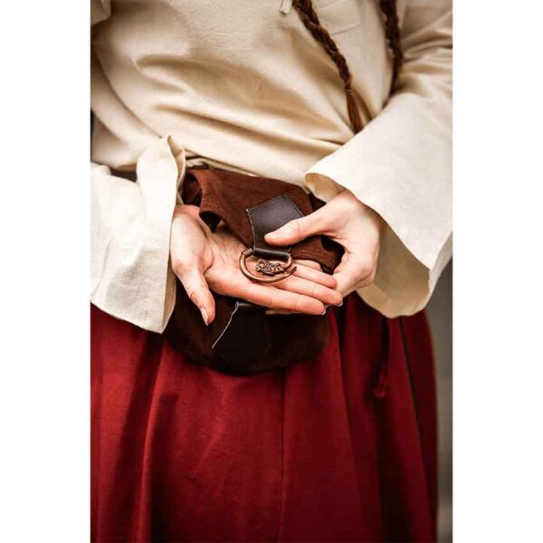 Will Dragon Clasp Leather Belt Pouch - Brown