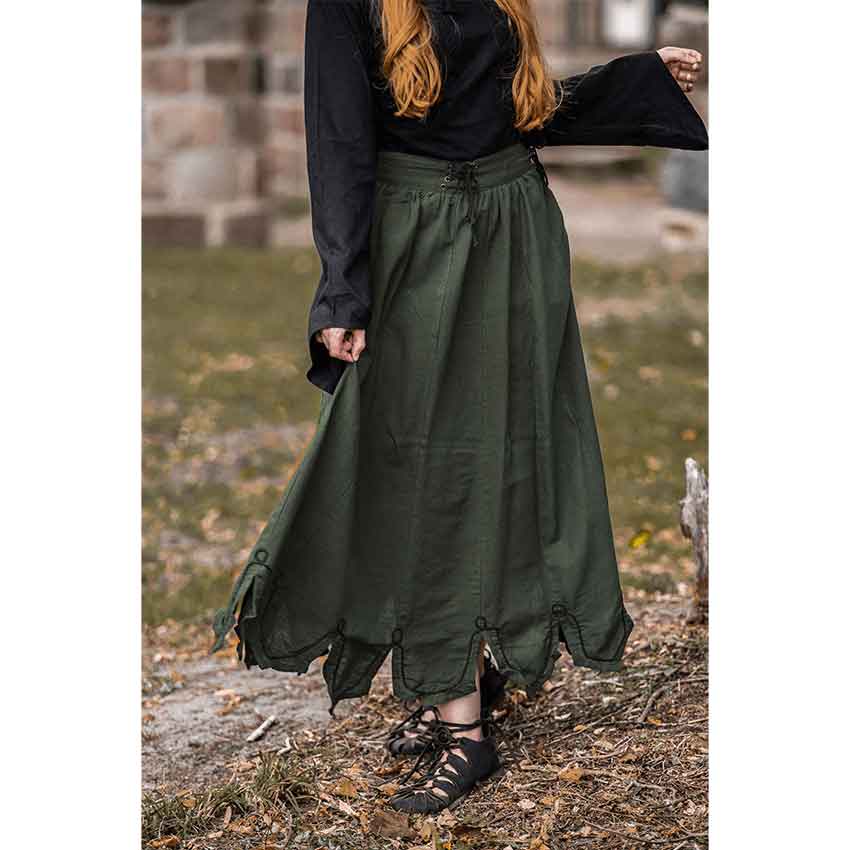 Svenja Embroidered Medieval Skirt - Green