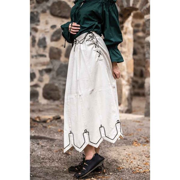 Svenja Embroidered Medieval Skirt - Natural