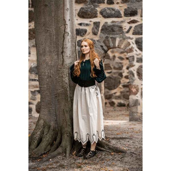 Svenja Embroidered Medieval Skirt - Natural
