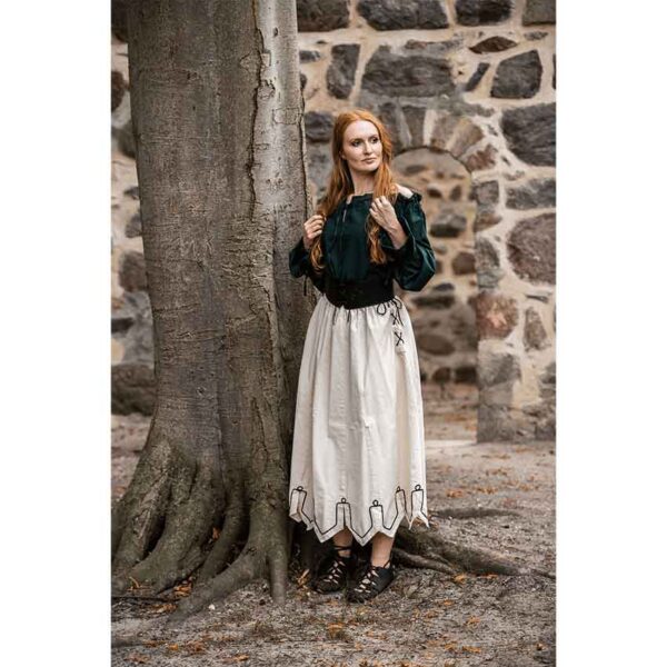 Svenja Embroidered Medieval Skirt - Natural