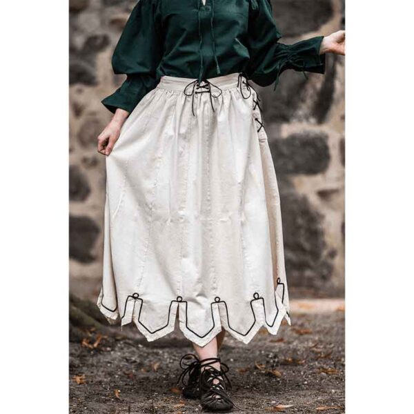 Svenja Embroidered Medieval Skirt - Natural