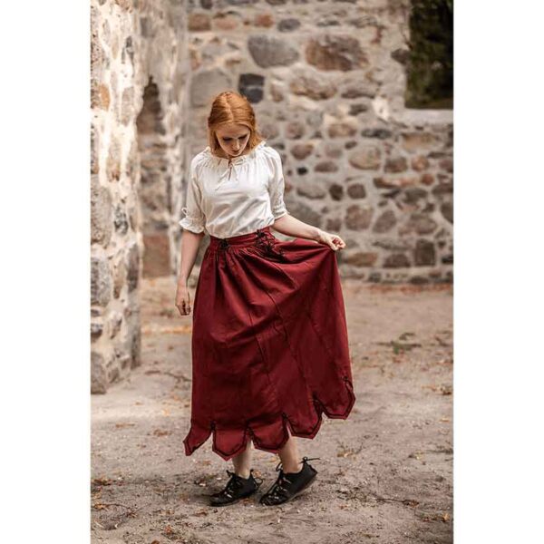 Svenja Embroidered Medieval Skirt - Red