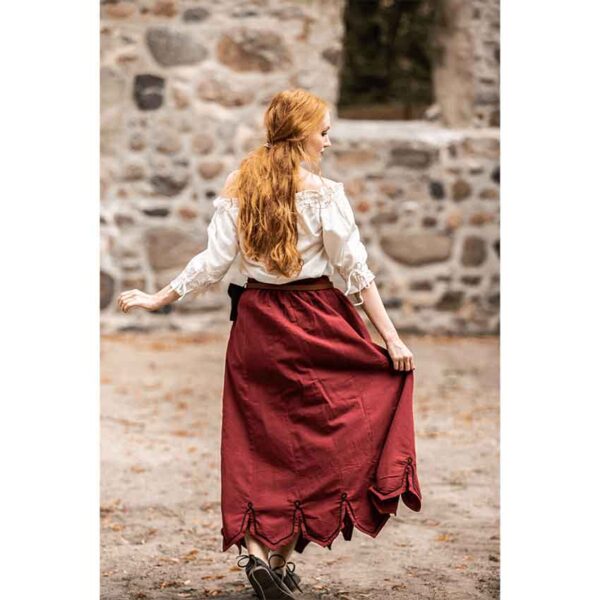 Svenja Embroidered Medieval Skirt - Red