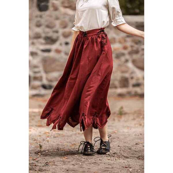 Svenja Embroidered Medieval Skirt - Red