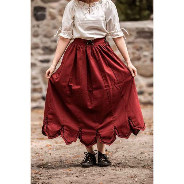 Svenja Embroidered Medieval Skirt - Red