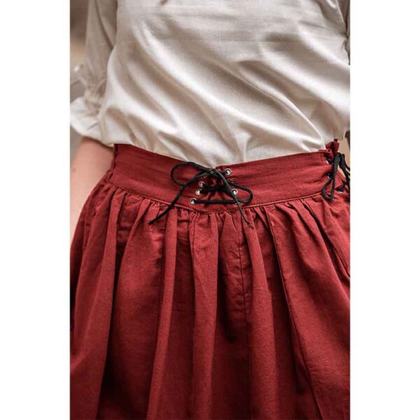 Svenja Embroidered Medieval Skirt - Red