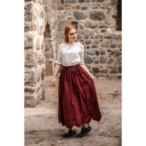 Svenja Embroidered Medieval Skirt - Red