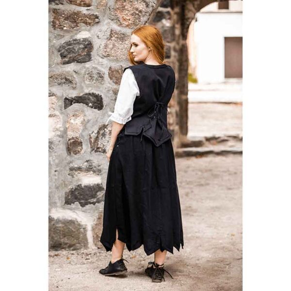 Svenja Embroidered Medieval Skirt - Black