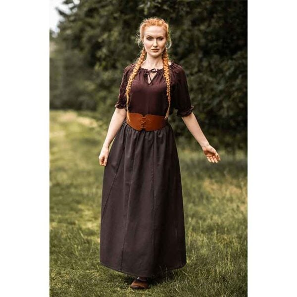 Smilla Heavy Cotton Medieval Skirt - Dark Brown