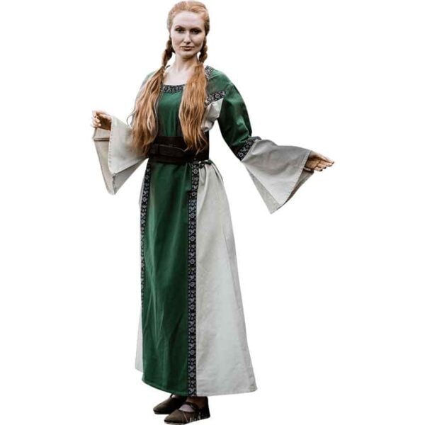 Angie Medieval Princess Dress - Green with Natural