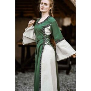 Angie Medieval Princess Dress - Green with Natural