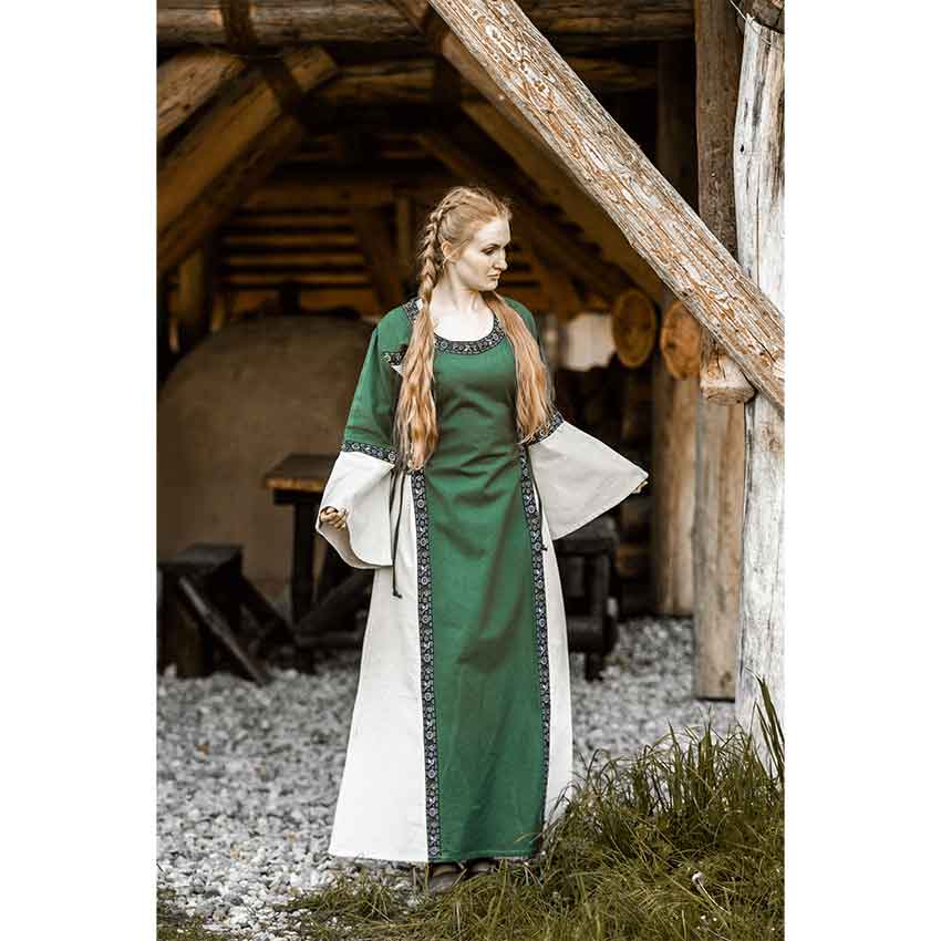 Angie Medieval Princess Dress - Green with Natural
