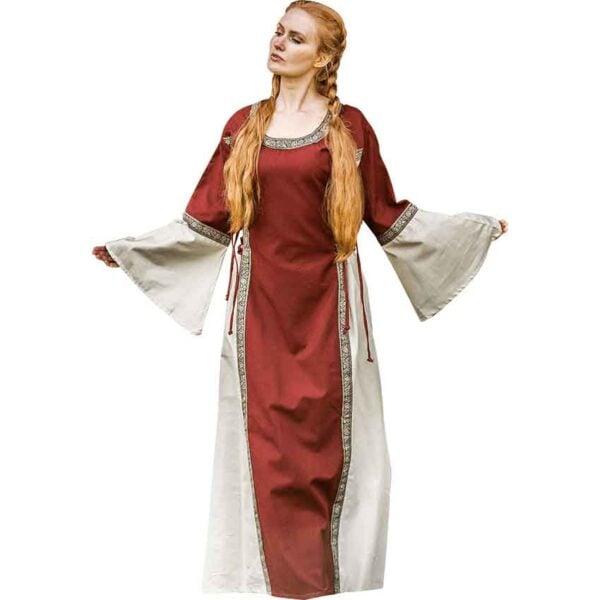 Angie Medieval Princess Dress - Red with Natural