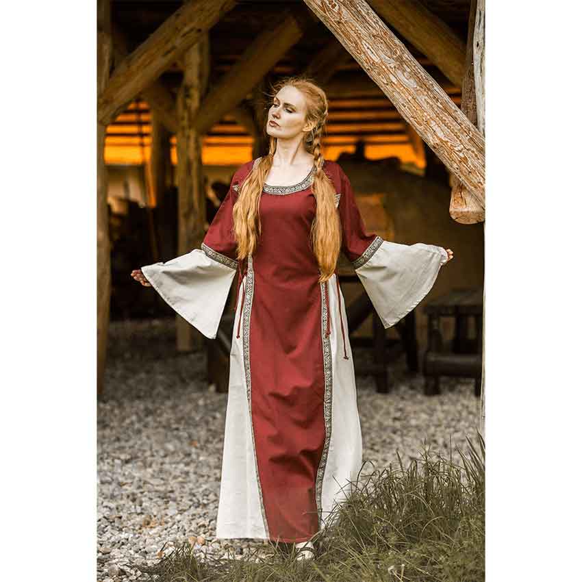 Angie Medieval Princess Dress - Red with Natural