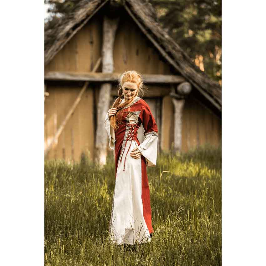 Angie Medieval Princess Dress - Red with Natural Angie Medieval Princess Dress - Red with Natural