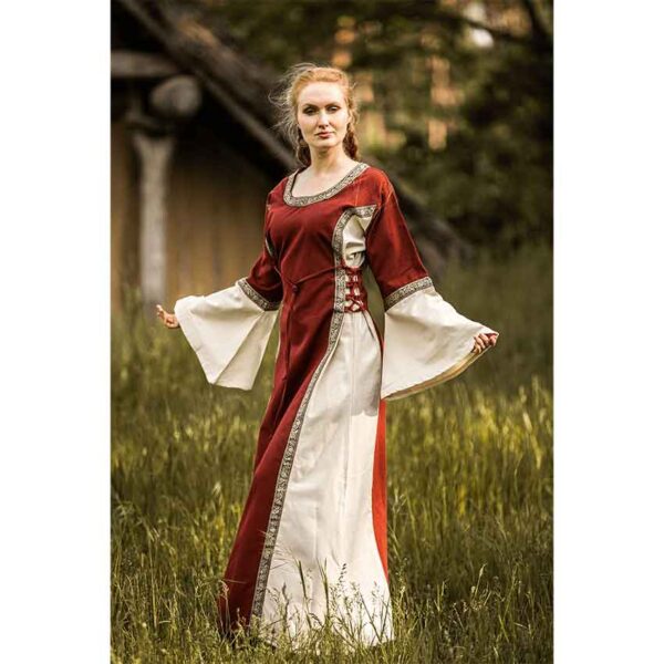 Angie Medieval Princess Dress - Red with Natural