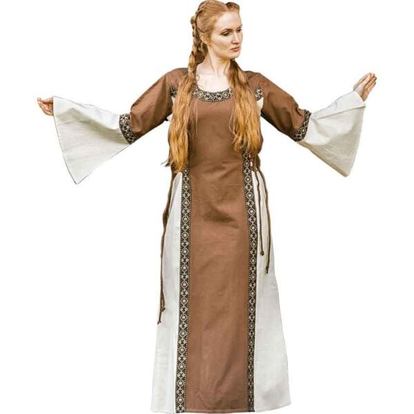 Angie Medieval Princess Dress - Tobacco Brown with Natural