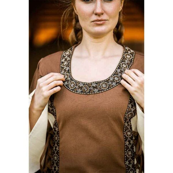 Angie Medieval Princess Dress - Tobacco Brown with Natural