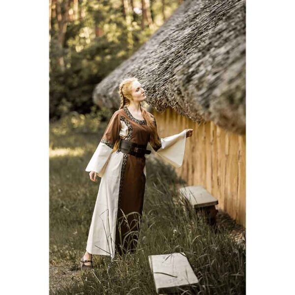 Angie Medieval Princess Dress - Tobacco Brown with Natural