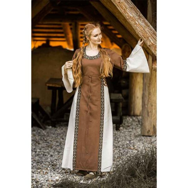 Angie Medieval Princess Dress - Tobacco Brown with Natural