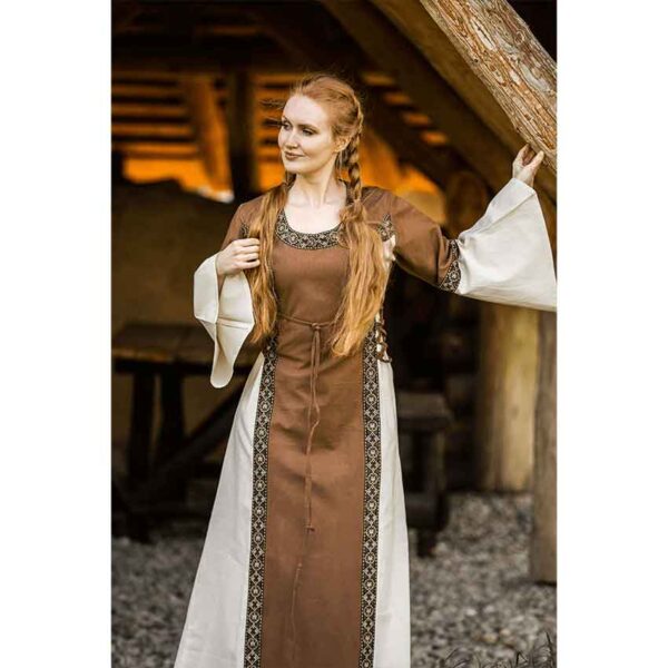 Angie Medieval Princess Dress - Tobacco Brown with Natural