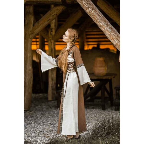 Angie Medieval Princess Dress - Tobacco Brown with Natural