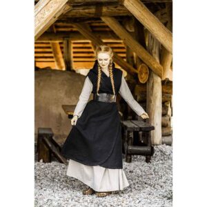 Gerlin Hooded Medieval Wrap Dress - Black
