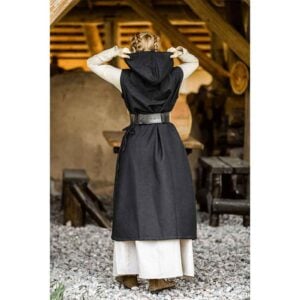 Gerlin Hooded Medieval Wrap Dress - Black