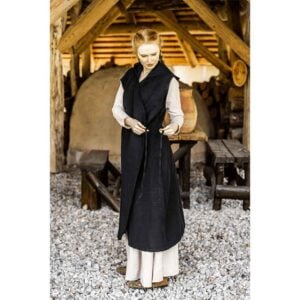 Gerlin Hooded Medieval Wrap Dress - Black