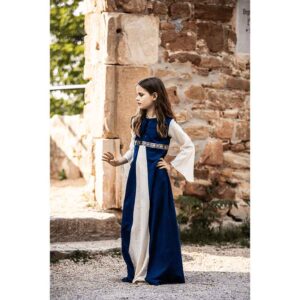 Piccola Donna Girls Medieval Dress - Blue with Natural