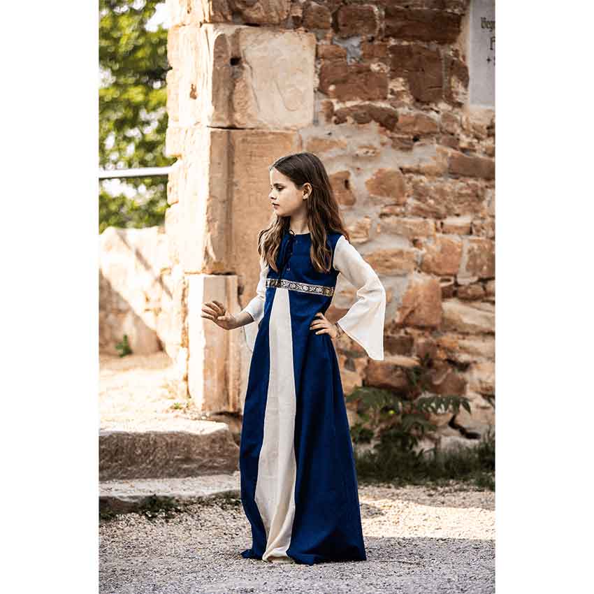 Piccola Donna Girls Medieval Dress - Blue with Natural
