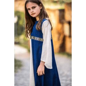 Piccola Donna Girls Medieval Dress - Blue with Natural