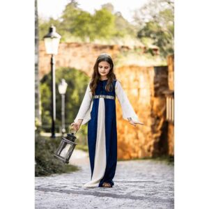 Piccola Donna Girls Medieval Dress - Blue with Natural