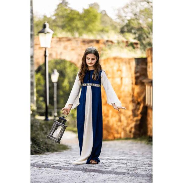 Piccola Donna Girls Medieval Dress - Blue with Natural