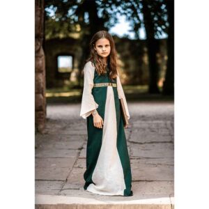 Piccola Donna Girls Medieval Dress - Green with Natural