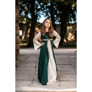 green medieval dress costume Renaissance Medieval Fantasy Costume - 2 Pc Chemise Gown & 4Point Skirt Cosplay Woodland Fairy Dress - The Fern Fairy main image 0
