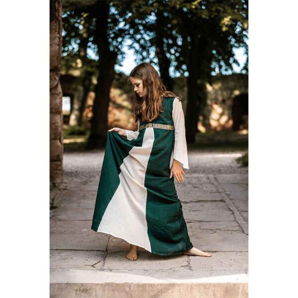 Piccola Donna Girls Medieval Dress - Green with Natural