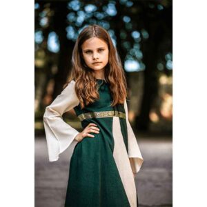 Piccola Donna Girls Medieval Dress - Green with Natural