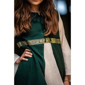 Piccola Donna Girls Medieval Dress - Green with Natural