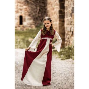 Piccola Donna Girls Medieval Dress - Red with Natural