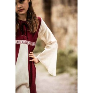 Piccola Donna Girls Medieval Dress - Red with Natural
